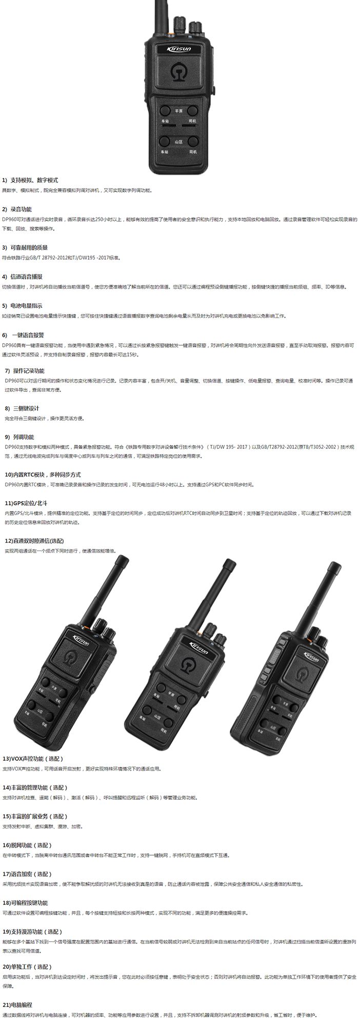 DP960數字列調對講機