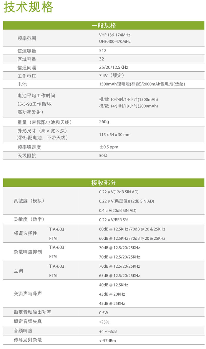 海能達PD560商業(yè)數字對講機技術(shù)規格