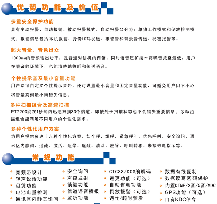 科立訊PT7200對講機優(yōu)勢功能